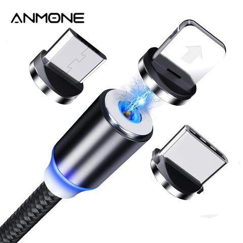 ANMONE-Cable Micro USB magnético, conector magnético tipo C, Cable de carga 3 en 1 para iPhone, Huawei, Samsung, XiaoMi ► Foto 1/6