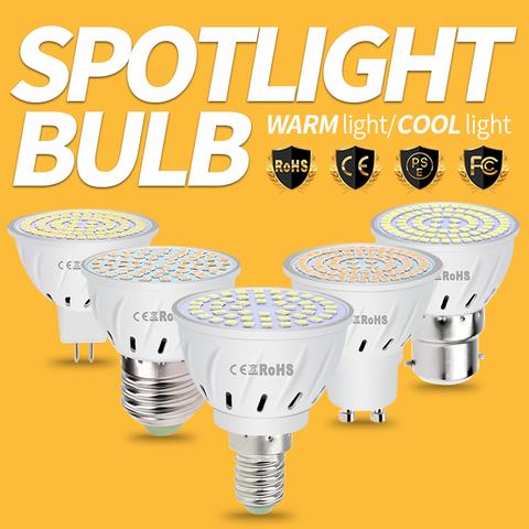 E27 ahorro de energía E14 lámpara LED plana pequeña potencia B22 bombilla de luz LED 220V GU10 bombilla LED para iluminación del hogar MR16 4W 6W 8W de la ampolla ► Foto 1/6