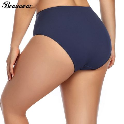 Beauwear-braguitas de cintura alta para mujer, ropa interior de talla grande, bragas de satén finas y sexys para mujer ► Foto 1/6