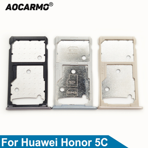 Aocarmo gris/plata/oro SD MicroSD soporte Nano bandeja de ranura para tarjeta Sim Huawei Honor 5C pieza de repuesto ► Foto 1/6