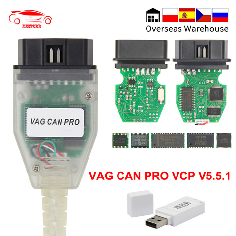 VAG puede PRO V5.5.1 con FTDI FT245RL Chip VCP OBD2 interfaz de diagnóstico soporte de Cable USB Bus UDS K línea para AUDI/VW ► Foto 1/6