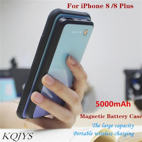 KQJYS-cargador de batería magnético inalámbrico, funda de batería externa de 5000mAh para iPhone 8 8 Plus ► Foto 1/6