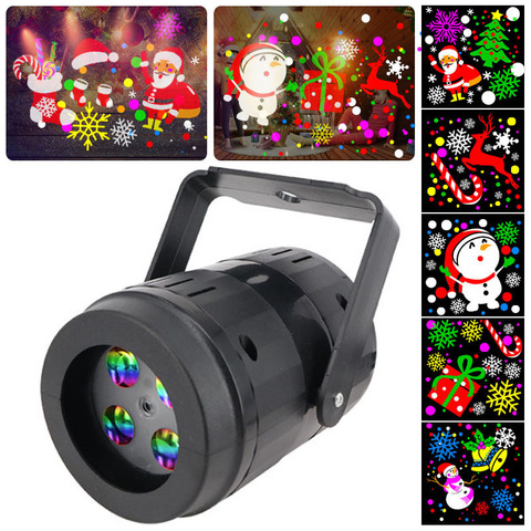De Navidad LED lámpara de proyección Super brillante giratorio Interior luz decorativa para fiesta Snowflak patrón etapa luz de fondo ► Foto 1/6