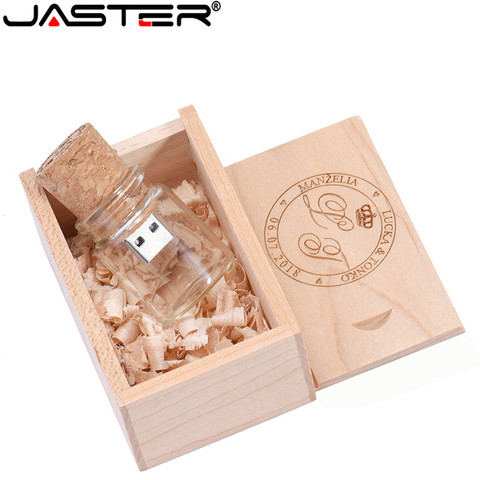 JASTER nueva llegada mensajero de pendrive memoria usb 2,0 de vidrio botella de deriva botella unidades flash usb corcho de madera pendrive 4 GB 8 GB 16 GB ► Foto 1/5