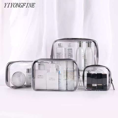 Neceser de viaje transparente de PVC con cremallera para mujer, bolsa de maquillaje transparente, estuche de belleza, organizador de almacenamiento, bolsa de aseo ► Foto 1/6