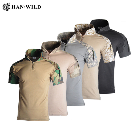 Camiseta de camuflaje militar táctico para hombre, camiseta transpirable de combate del Ejército de los EE. UU., camiseta de secado rápido de camuflaje para caza, Camping y senderismo ► Foto 1/6