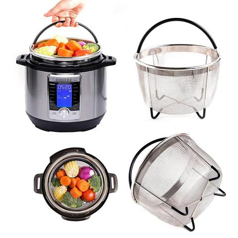 Cesta de vapor para olla instantánea, vaporizador de malla de acero inoxidable 304 con mango de silicona, accesorios de cocina para vaporizador de verduras ► Foto 1/6