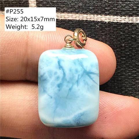 Colgante de Larimar azul Natural para mujer y hombre, joyería para mujer, regalo de la suerte del amor, cuentas de cristal de plata, piedras preciosas con patrón de agua de Dominica AAAAAA ► Foto 1/6