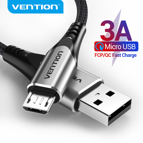 Vención de la Micro USB Cable 3A Nylon rápido USB de carga de datos para Samsung Xiaomi LG Android Micro USB Cables de teléfono móvil ► Foto 1/6