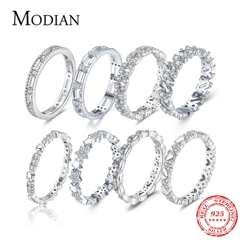 Modian-anillo apilable Irregular para mujer, de Plata de Ley 925 auténtica, anillo clásico europeo Popular para mujer, anillos de moda para dedo, joyería fina ► Foto 1/6