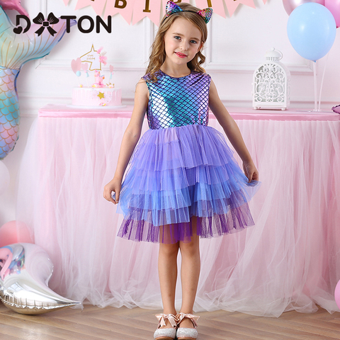 DXTON verano Vestidos infantiles para niñas sin mangas fiesta princesa niño cumpleaños vestido de las niñas Vestidos vestido con tutú infantil ropa ► Foto 1/6