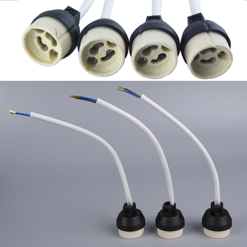 Nuevo GU10 adaptador Base de enchufe conector de cable porcelana halógeno GU10 portalámparas para bombilla de foco LED cerámica ► Foto 1/6