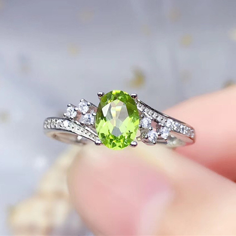 LeeChee-Anillo de peridoto natural para mujer, joyería fina de plata esterlina sólida 925 real para mujer, regalo de aniversario, Gema verde, envío gratis ► Foto 1/6