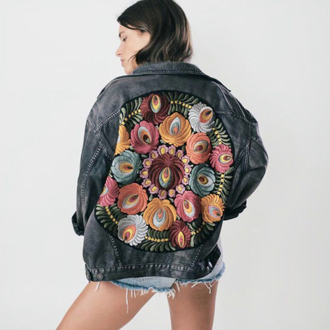 TEELYNN-chaqueta vaquera de manga larga para mujer, abrigo vintage bordado con apliques florales para otoño, 2022 ► Foto 1/6