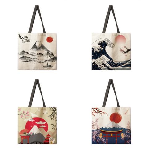 De Mount Fuji de japón casuales de las señoras bolso bolsa mujeres hombro bolsa bolso de compras plegable de playa al aire libre bolsa de ► Foto 1/6