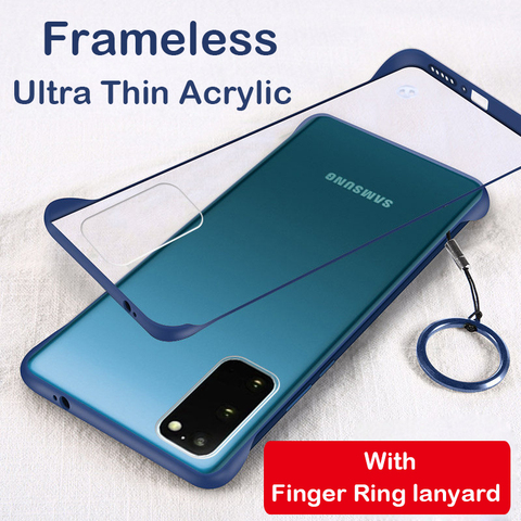 Funda de teléfono sin marco para Samsung Galaxy S20 Ultra Coque S20 Plus S10 Note 20 10 Pro, A51 A71 mate carcasa transparente, anillo para dedo ► Foto 1/1