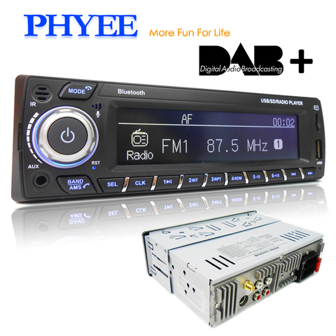 PHYEE Dab Radio de coche Autoradio 1 Din estéreo de Audio MP3 jugador RDS FM App funciones USB TF ISO conector mandos SX-MP31089DAB ► Foto 1/6