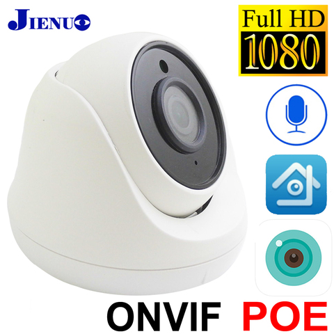 JIENUO cámara IP POE 1080P HD vigilancia de seguridad Cctv micrófono incorporado infrarrojos de visión nocturna de vídeo H.265 AI cúpula casa Cam ► Foto 1/6