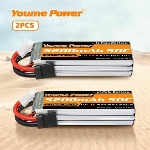 Youme-batería Lipo 3S de 11,1 v, 5200mah, 50C con enchufe xt60 T para coche de control remoto traxxa, x-maxx, camión, helicóptero Dron Fpv, barco de control remoto, 2 unidades ► Foto 1/6