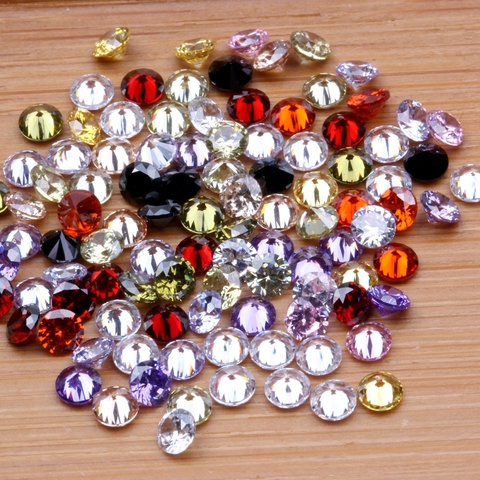 100 piezas AAAAA Grado 1-4mm suelta CZ piedra redonda brillante corte colorido Zirconia cúbica gemas sintéticas cuentas para la decoración de la joyería ► Foto 1/6