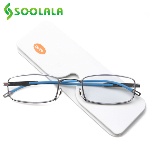 SOOLALA-gafas de lectura plegables para hombres y mujeres, Mini Clip pegajoso para nariz SOS, gafas de lectura plegables, graduadas de Metal ► Foto 1/6