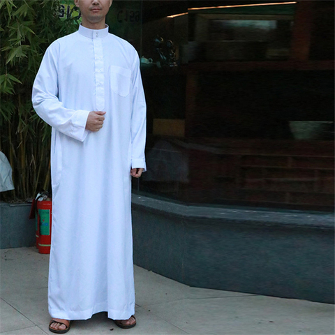 Ropa árabe saudita de manga larga para hombres, vestido largo musulmán de Abaya, caftán, ropa para rezar de talla grande, Jubba Thobe ► Foto 1/6