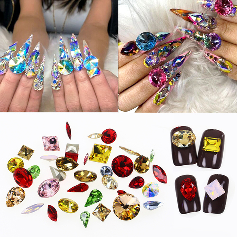 Purpurina de cristal 3D para decoración de uñas, diamantes de imitación para arte de uñas, colores mezclados, accesorios de herramientas de manicura ► Foto 1/6