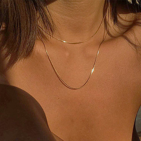 2022 nuevo Simple fino de cadena de serpiente de Collar chapado en oro para las mujeres nicho cadena Sexy gargantilla collar minimalista accesorios de la joyería ► Foto 1/6