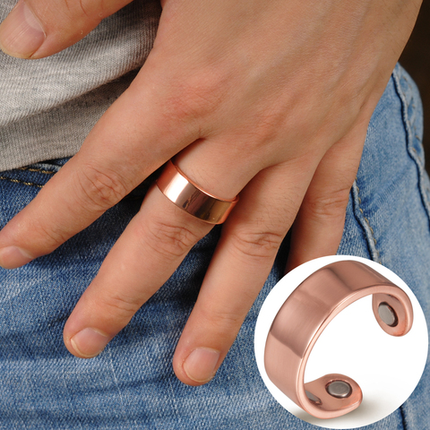 Vinterly-Anillo de cobre magnético para hombre y mujer, sortija ajustable, para boda, joyería minimalista ► Foto 1/6