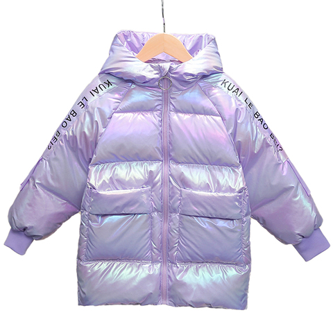 Abrigo de plumón de pato blanco de manga larga para niños y niñas, chaqueta extragruesa y brillante para invierno, 90%, novedad de 2022 ► Foto 1/6