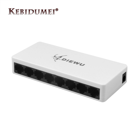Kebidumei-Interruptor de red Ethernet de 8 puertos, conmutador de escritorio de alto rendimiento de 10/100Mbps, Ethernet con Adaptador de enchufe de la UE ► Foto 1/6