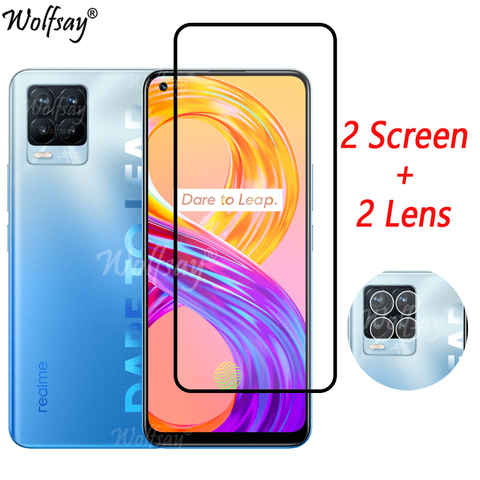 Funda completa templada de cristal para Oppo Realme 8 Pro, Protector de pantalla de cristal para cámara Realme 8 Pro, 6,4