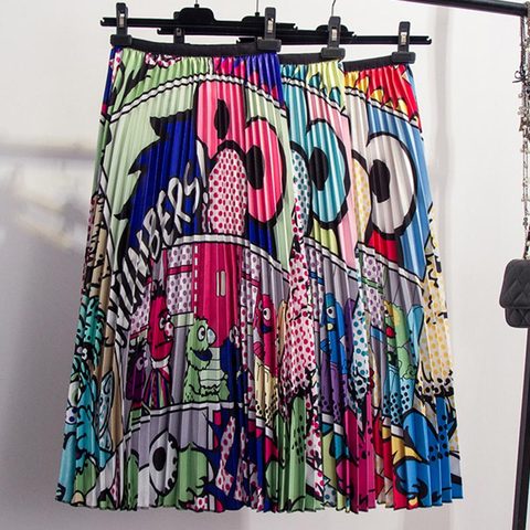 Faldas plisadas con estampado de dibujos animados para mujer falda 
