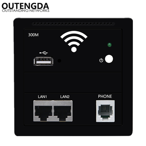 Amplificador de punto de acceso inalámbrico de pared, 300M, enchufe de pared, LAN Dual, RJ45, USB, RJ11, 86 puertos de teléfono, Panel, WiFi, enrutador hotel ► Foto 1/6