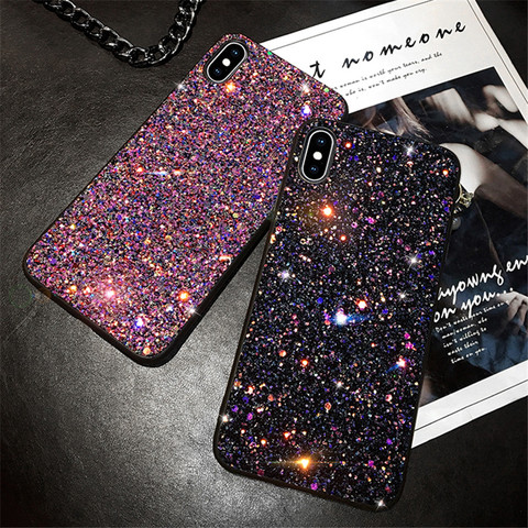 Bling Glitter lentejuelas caso de teléfono para Samsung Galaxy A50 A30 A20 A10 A70 A40 A80 M10 M20 M30 cubierta Nota 10 pro J4 J6 más S10 S9 ► Foto 1/6