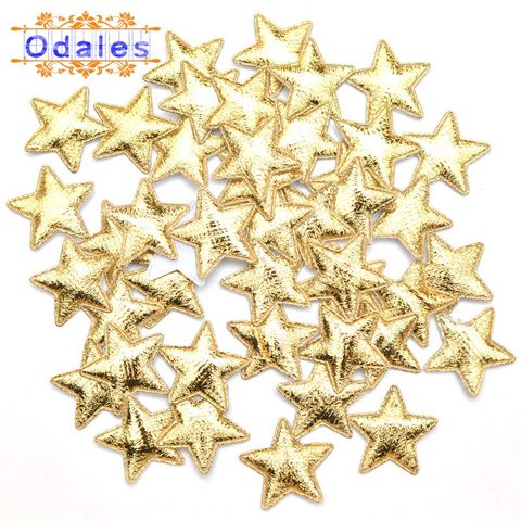 300 unids/lote 25mm oro y plata tela acolchada estrella apliques DIY manualidades suministros costura de parches accesorios de decoración de la boda ► Foto 1/4