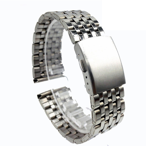 Correa de reloj de acero inoxidable para hombre y mujer, pulsera de velocidad maestra, cierre desplegable, 18mm, 20mm, 22mm ► Foto 1/6