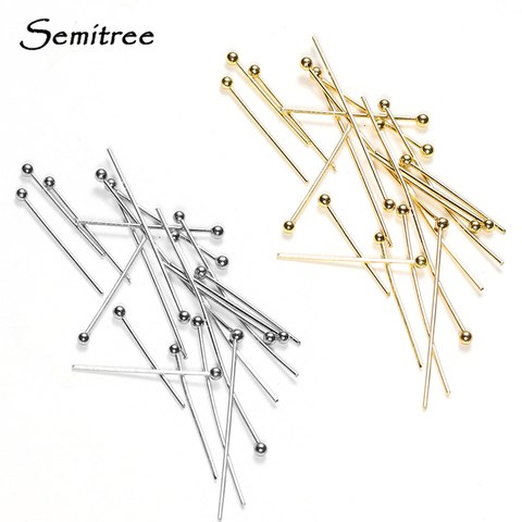 Semitree-Alfileres de cabeza de acero inoxidable, 50 Uds., 0,6mm, Color dorado, accesorios de pendientes DIY para fabricación de joyas artesanales a mano, 20/30mm ► Foto 1/5