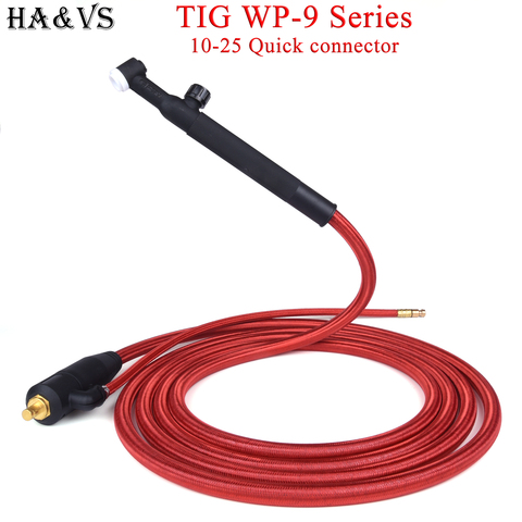 Conector rápido WP9 WP 9F 9FV soplete de soldadura TIG, cables de manguera de goma integrada, Gas-eléctrico, 4M, 10-25 Euro, 13 pies ► Foto 1/5