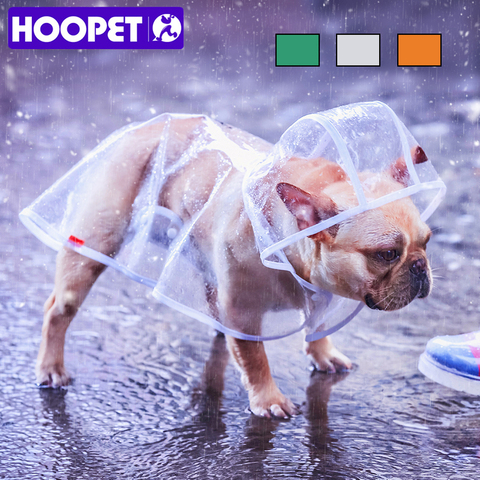 Ropa de chubasquero para perro mascota HOOPET ropa de lluvia transparente ropa ligera impermeable chubasquero para perros pequeños con capucha ► Foto 1/6