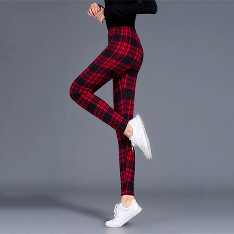 Entrenamiento Jogging para mujeres Leggings pantalones de realce cuadrícula impresa moda alta cintura pantalones Athleisure de talla grande Sexy Leggings ► Foto 1/6