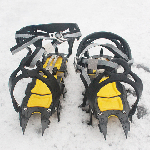 Crampones antideslizantes para escalada de 18 dientes, ajustables para caminar en invierno, garra de hielo, montañismo, Snowshoes, cubierta de zapatos al aire libre de acero al manganeso ► Foto 1/6