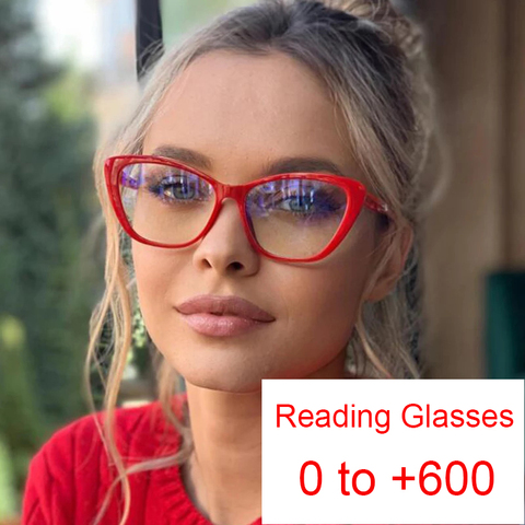 Gafas de lectura Retro con filtro azul de ojo de gato, gafas con reflejo, lentes bifocales de aumento 0 ~ + 6,0, dioptrías para ancianos, gafas para teléfono y ordenador ► Foto 1/6