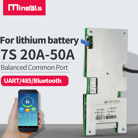 7S bms-Placa de protección BMS terminal li-ion, common port con balance 18650 bluetooth, UART comunicación inteligente BMS/485, 24V, bms ► Foto 1/6