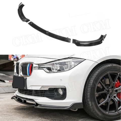 3 unids/set alerón de labio delantero ABS para BMW Serie 3 F30 F35 parachoques estándar 2012-2022 brillo negro carbono aspecto parachoques barbilla ► Foto 1/6