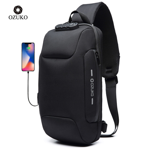 OZUKO-Bolso cruzado multifunción antirrobo para hombre, bandolera de hombro, resistente al agua, de viaje corto, para el pecho ► Foto 1/6