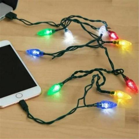 2022 Feliz Navidad luz LED USB Cable DCIN cargador Lightning Cable para Android Teléfono promoción ► Foto 1/6