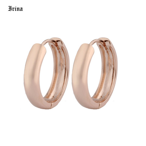 Pendientes de cobre redondo con forma de aro para mujer, aretes, Color oro rosa, 585 ► Foto 1/6