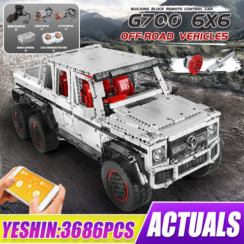 Mould King-camión SUV G700 6x6 motorizado de alta tecnología, vehículo de bloques de construcción, bloques, coches de juguete de control remoto en miniatura para niños, 3686 Uds. ► Foto 1/6