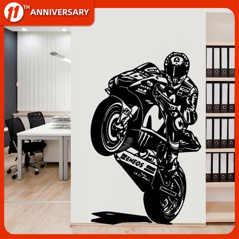 Pegatina de vinilo para decoración de pared de motocicleta, pegatinas de vinilo para decoración de habitación de niños y dormitorio ► Foto 1/6